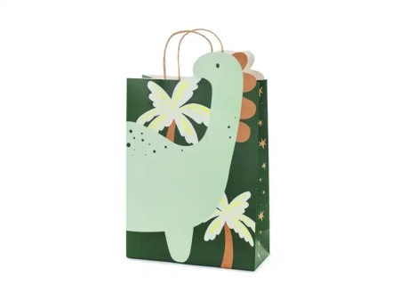 Torebka papierowa na prezenty, "Dinosaur", 10 x 24 x 37 cm, 1 szt.