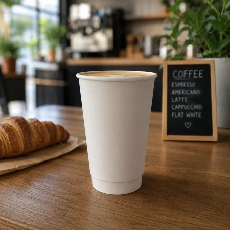 Kubek papierowy dwuściankowy biały, mat, dyspersja 350 ml, śr. 90 mm 25 szt.