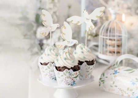 Dekoracje do muffinek "Gołębie", 14,5 cm, 6 szt.