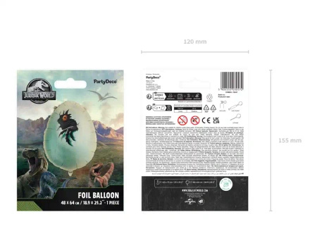 Balon foliowy "Jurassic World - Jajo Dinozaura", 48 x 64 cm, 1 szt.