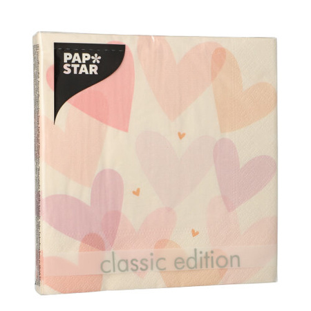 Serwetki 3-warstwowe "Pastel Hearts" 1/4 33 x 33 cm 20 szt.