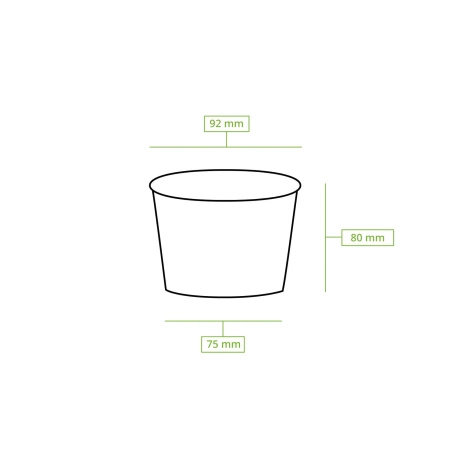 Paper cup for ice cream white 300 ml, 92 mm dia, 50 pcs.