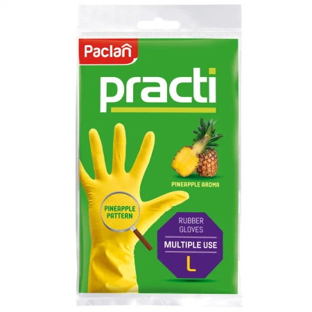 Rubber gloves, scented, pineapple Paclan Practi "L", 1 pair