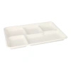 White Sugarcane Tray, 5 Compartments, 21.6 × 31.7 cm, 25 pcs