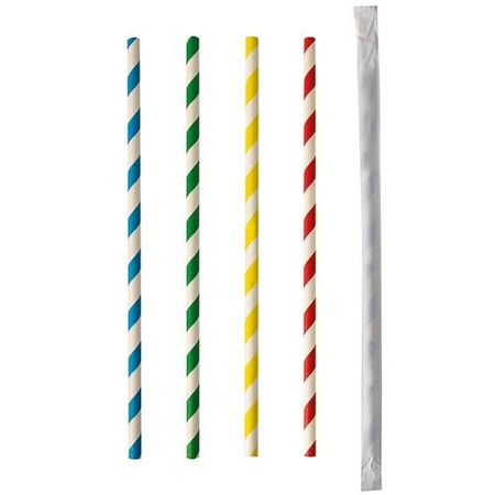 Paper straws mix 6/200 mm individually packed 100 pcs.
