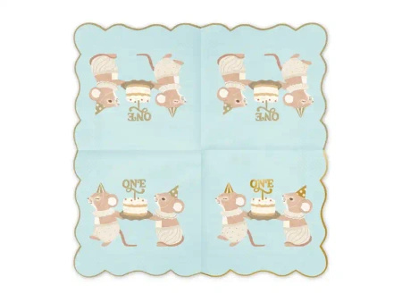 2-Ply Paper Napkins "Blue Mice", 33 × 33 cm, 12 pcs