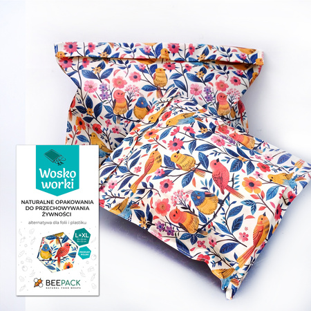 Beeswax bags "Birds" set L+XL 1 pc.