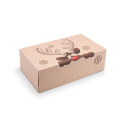 Kraft box with lid "Reindeer" 25 x 15 x 8 cm 50 pcs.