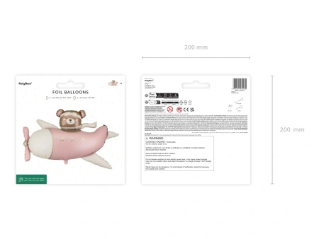 Foil Balloon "Bear in a Pink Airplane", 94 × 61 cm, 1 pc