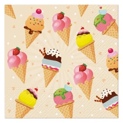 Serwetki 3-warstwowe "Ice Cream", 1/4, 33 x 33 cm 20 szt.