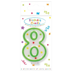 Polka Dots Birthday Candle "8", 1 pc.