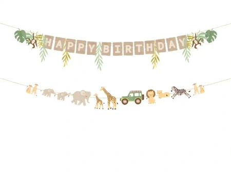 Baner papierowy "Happy Birthday Safari", 1,8 m, 1 szt.