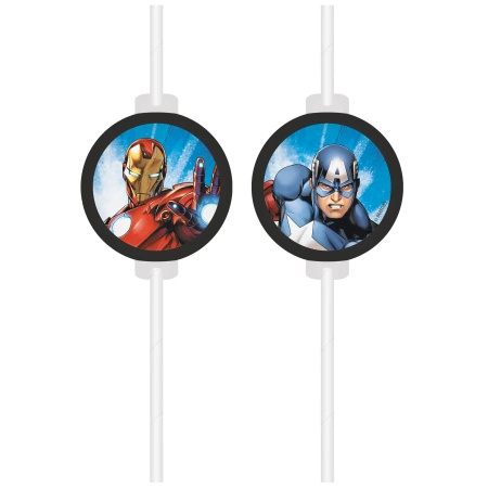 Słomki papierowe "Avengers", 22 cm, 4 szt.