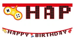 Baner urodzinowy papierowy "Gaming Party" 2 m, 1 szt.