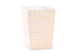 Paper Popcorn Boxes "Pink with Gold Polka Dots", 7 x 7 x 12 cm, 6 pcs