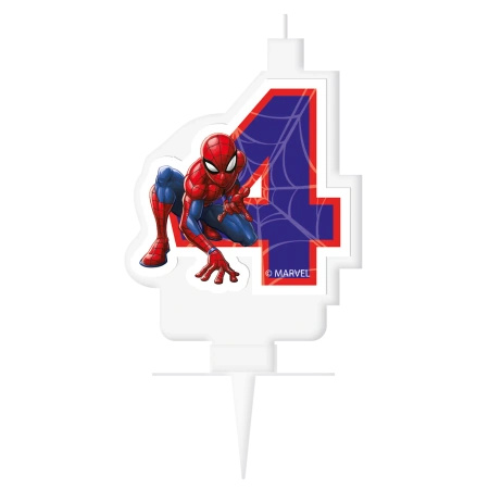 Spiderman Birthday Candle "4", 1 pc.