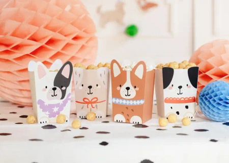 Paper Popcorn Boxes "Puppies", 8.7 × 8.7 × 13 cm, 6 pcs