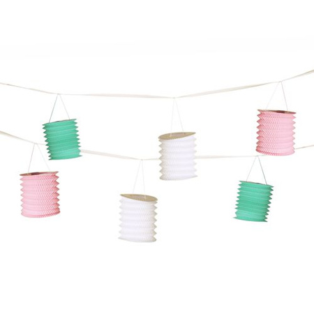 Colorful paper garland, 8 lanterns, "Pastel", length 3.6 m, 1 pcs.