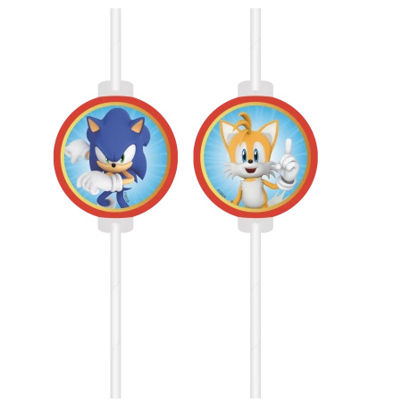 Słomki papierowe "Sonic SEGA", 22 cm, 4 szt.