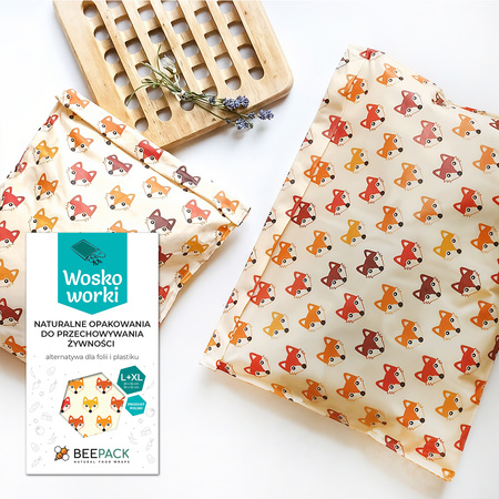 Beeswax bags "Foxes" set L+XL 1 pc.