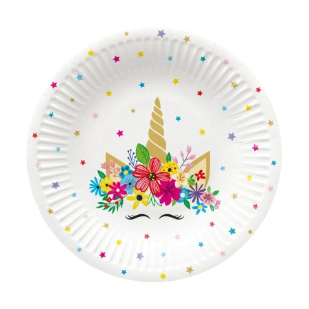 Round paper plate "Unicorn Party" Ø 18 cm, 8 pcs