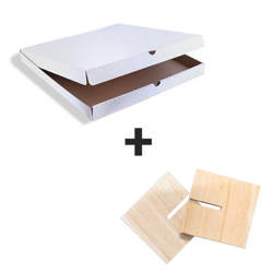 KIT: White pizza box 40 x 40 x 4 cm 50 pcs. + support 100 pcs.