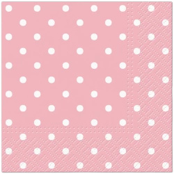 Serwetki 3-warstwowe "Dots Pink", 1/4, 25 x 25 cm 20 szt.