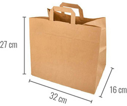 Paper bag with flat handle 32 x 16 x 27 cm 50 pcs.