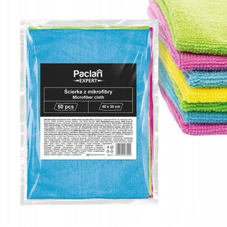 Paclan 5Colors Microfiber Cloths, 40 x 30 cm, 50 pcs.
