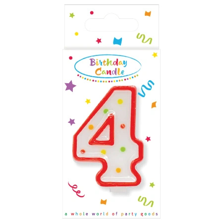Świeczka urodzinowa Kropeczki "4" 1 szt.