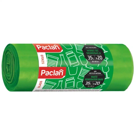 Worki do segregacji szkła zielone Paclan 35L, 50 x 60 cm, 20 szt.