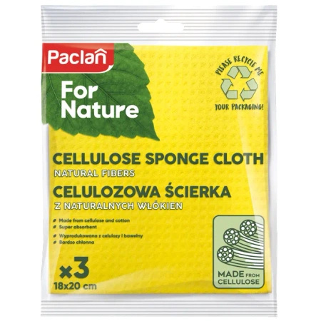 Cellulose sponge cloths Paclan, 18 × 20 cm, 3 pcs