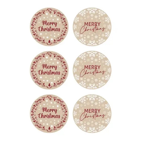 Christmas gift stickers and cards "Merry Christmas", ¶r. 6 cm, 10 x 6 pcs.