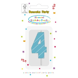 Blue Birthday Candle "4", 1 pc.