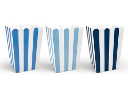 Paper Popcorn Boxes "Blue", 7 x 7 x 12 cm, 6 pcs