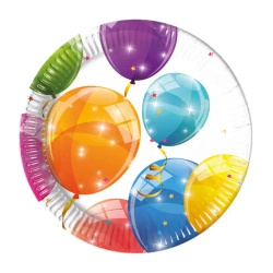 Paper plates "Sparkling Balloons", 20 cm, 8 pcs