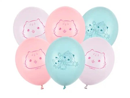 Balony lateksowe "Koci Domek Gabi", mix 27 cm, 6 szt.
