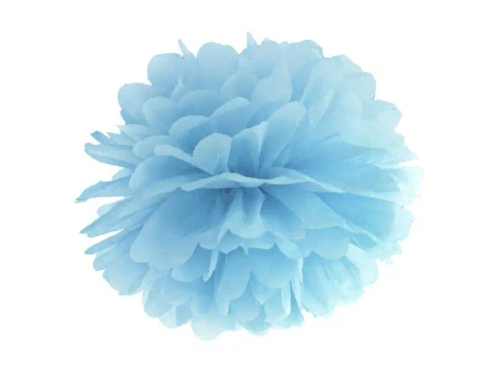 Pompon bibułowy ozdobny, Niebieski, 35 cm, 1 szt.