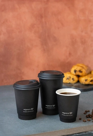 Black Double Wall Paper Cup 450 ml, Ø90 mm 25 pcs