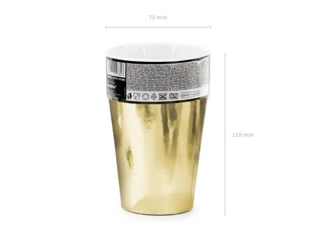 Kubki papierowe, Złote, 220 ml, 6 szt.