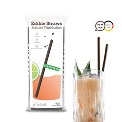 Edible straws black 6/225 mm 500 pcs.