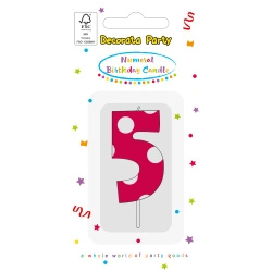 Świeczka urodzinowa Różowa "5" 1 szt.