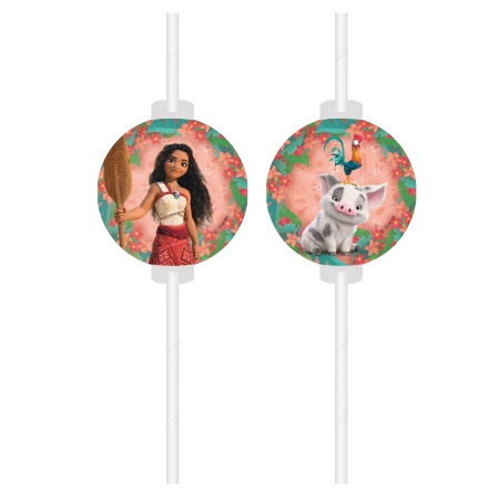 Paper Straws Vaiana, 22 cm, 4 pcs.