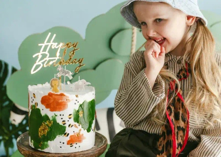 Acrylic Cake Topper "Happy Birthday", 18 × 16 cm, 1 pc