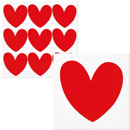 3-ply napkins "Red Hearts", 1/4, 33 x 33 cm 20 pcs