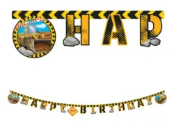 Baner urodzinowy papierowy "Construction" 2 m, 1 szt.