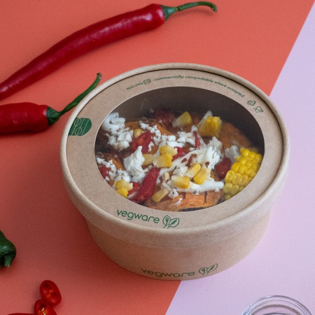 Paper lid with cellulose window for Vegware Bowl Ø 150 mm 50 pcs