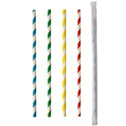 Paper straws mix 6/200 mm individually packed 100 pcs.