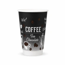 Kubek papierowy dwuściankowy, czarny, "Coffee, 350 ml, śr. 90 mm 25 szt.