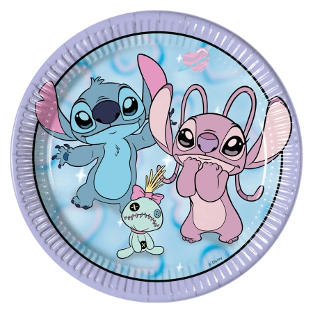 Talerze papierowe "Stitch & Angel", 23 cm, 8 szt.